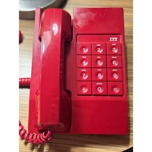 Vintage ITT Red Push Button Desk Telephone Made in USA Corinth Mississippi Retro